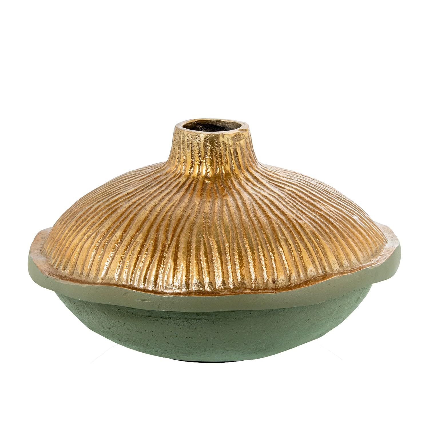Vase en aluminium doré d'exception vert émeraude de haute qualité
