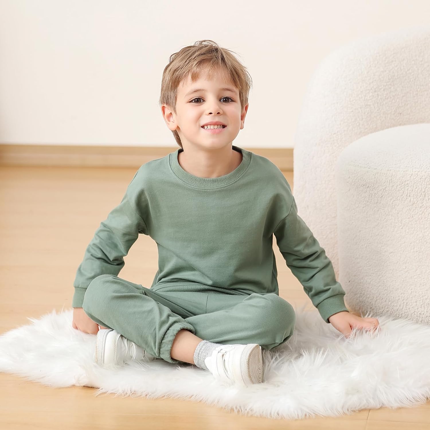 Toddler Boy Fall Outfits 3T 4T 5T Boys Clothes Kids Solid Sweatsuits Cotton Sweatshirt and Pants Clothing Sets - Image 3