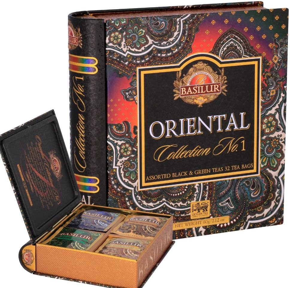 Basilur | Oriental Collection Assorted | Tea Book - T Caddy | Black & Green Tea | 32 Tea Enveloped