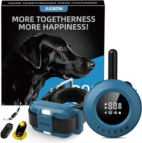 Jugbow Collar de choque para perro, collar de entrenamiento de perro de 34 millas con control remoto para perros grandes, medianos y pequeños,