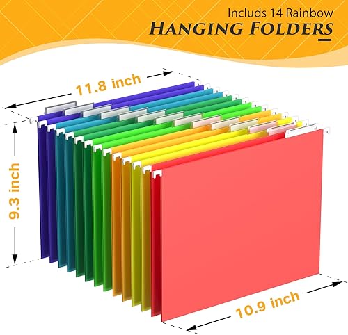 Miniatura 3 de Organizador de archivos colgante grande con 14 carpetas de archivos de tamaño carta, soporte de archivos plegable de metal de malla, caja