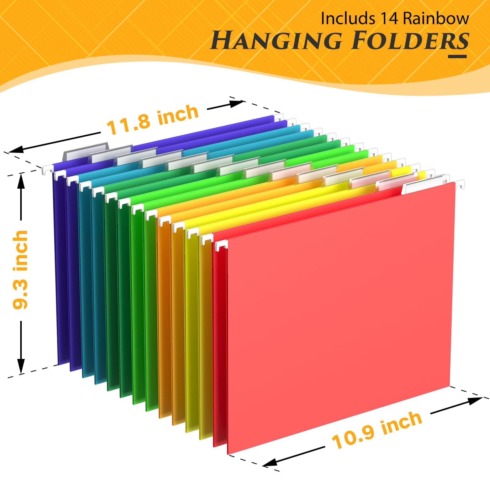 GoldOrcle Large Hanging File Organizer with 14 Letter Size File Folders, Mesh Metal Foldable File Holder File Organizer Box Filing Crate
