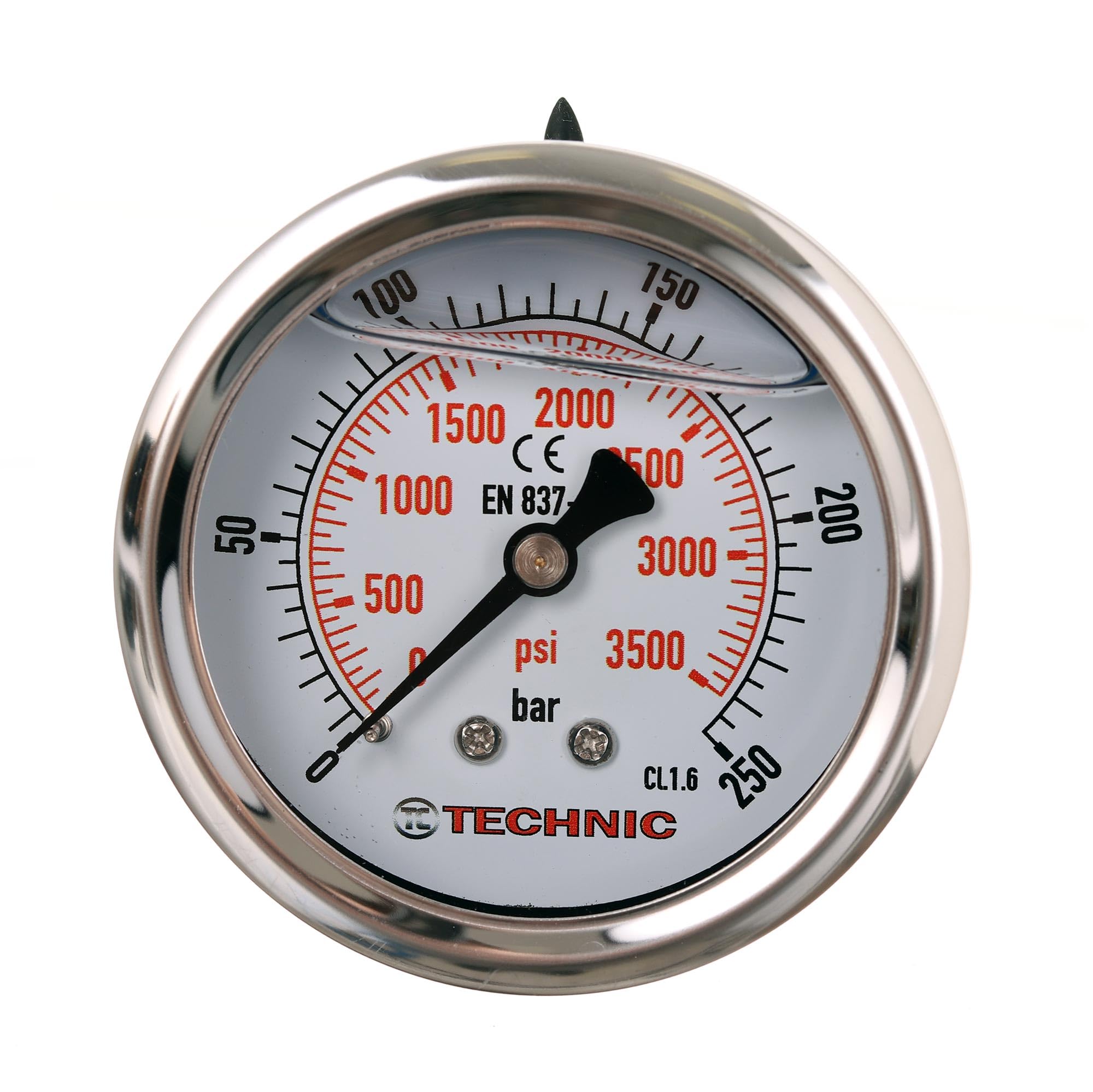 TC TECHNIC Manomètre à glycérine 0-250 Bar 3500 PSI 63mm 1/4" à Pneumatique Hydrauliqu