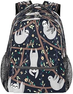 Mochilas de viagem para laptop para mulheres homens animal preguiçosa flor resistente à água mochilas escolares leves para adolescentes meninas/meninos, mochila casual para viajar, acampar, caminhar, Multi, Medium, Mochilas Daypack