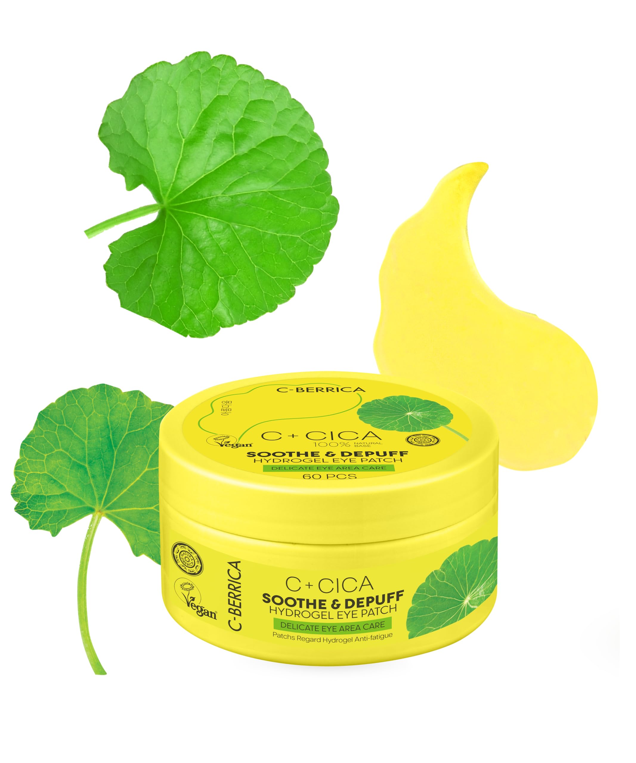 C+CICA C-BERRICA SOOTH & DEPUFF HYDROGEL EYE PATCH - delicate eye area care. K-Beauty inspired GLASS SKIN routine infused with Centella Asiatica and Vitamin C, 60pcs