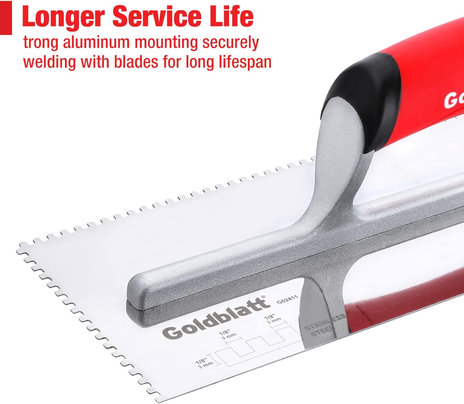 Goldblatt 2 Piece Notch Trowel Set 1/8"X1/8" & 1/4"X1/4" Square & Goldblatt 2 Piece Drywall Corner Tool Set Inside & Outside Corner Knife