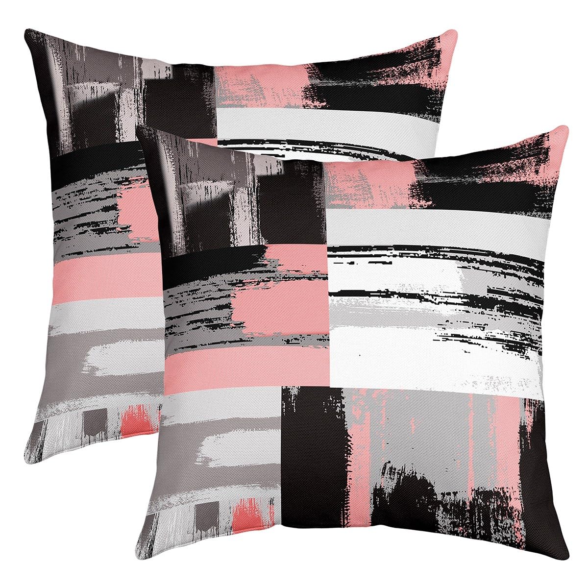 Loussiesd Buffalo Check Reversible Throw Pillow Covers Geometric Pillow Covers Home Decor for Living Room Bedroom Pink Grey Black White Square 60x60cm โ image 1