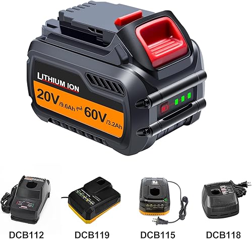 Miniatura 4 de DTK Batería de repuesto para Dewalt 60V DCB609 DCB606 DCB612 Compatible con baterías Dewalt 20v 9.6Ah, 60v 3.2Ah 192Wh 2 paquetes