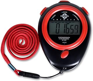Nivia JS-320 | Multi-Function Electronic Digital Stopwatch | Large Display with Date Time and Alarm | Coaches, Sports Timer, Running, Gym, Outdoor (Black-Red)