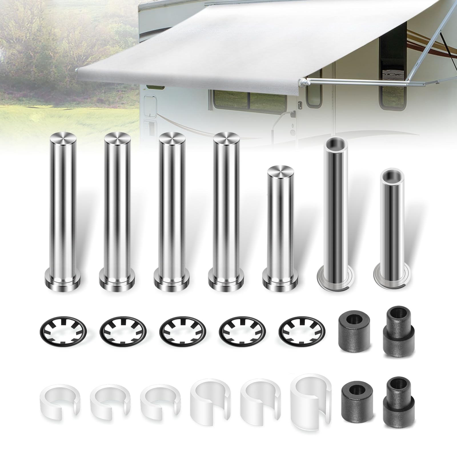 8952002.400B Awning Arm Pins & R001576 Gas Spring Mounting Pins, Replacement Hardware Repair Kit for Carefree RV Camper Awnings Arm