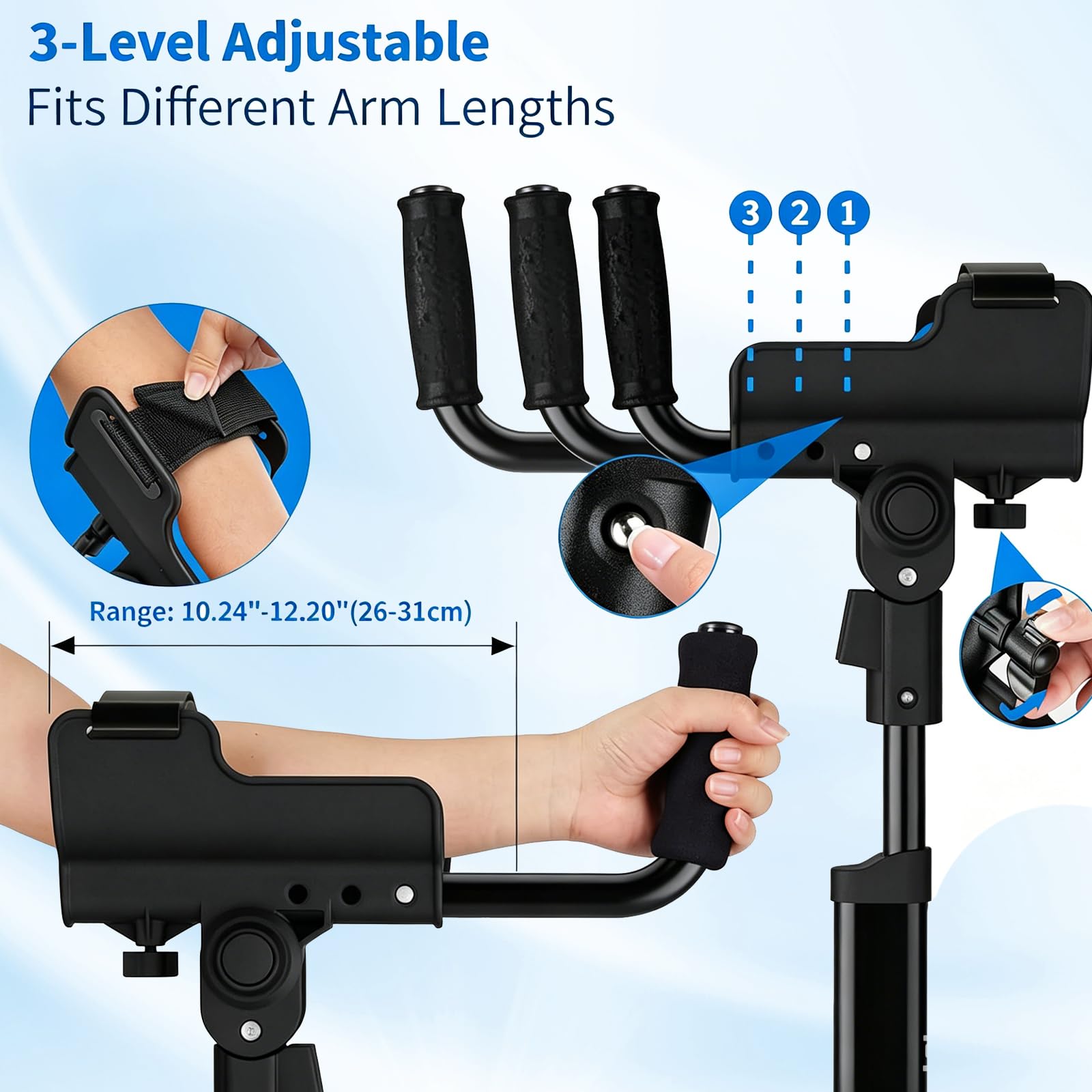 1 Paio Stampelle Pieghevoli, Stampelle Ortopediche Avambraccio Regolabili In Altezza 85-115cm Ergonomiche Con Supporto Gomito Alluminio Leggero Carico 100 Kg Per Stampella Viaggio