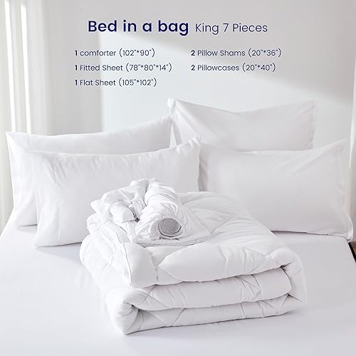 Miniatura 5 de SLEEP ZONE Edredón tamaño King, 7 piezas lujoso, refrescante, esponjoso, suave, acolchado, de plumón alternativo (102 x 90 pulgadas), cosido en caja