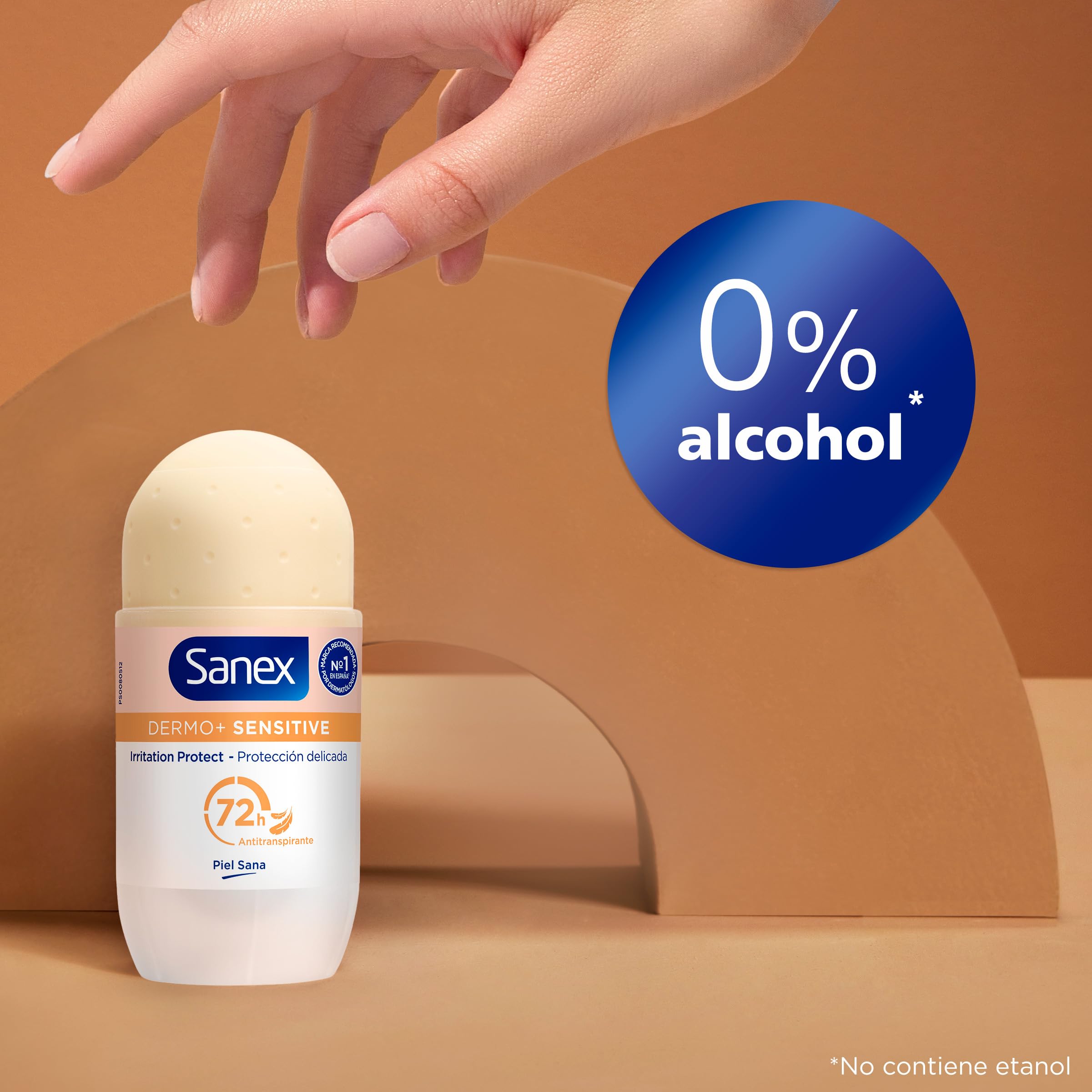 Sanex Dermo+ Sensitive Desodorante Antitranspirante Roll-On 72 Horas 50ml–protección eficaz contra el sudor y el mal olor–dermatológicamente testado – contiene 0% alcohol* – suave con la piel sensible