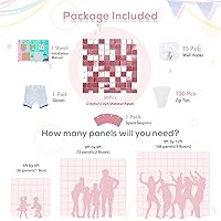 Vista 2 de 36 Panels Giltter Wall Backdrop Pink Shimmer Wall Backdrop for Party Wedding Birthday Engagement Bachelorette Parties Anniversary Decoration