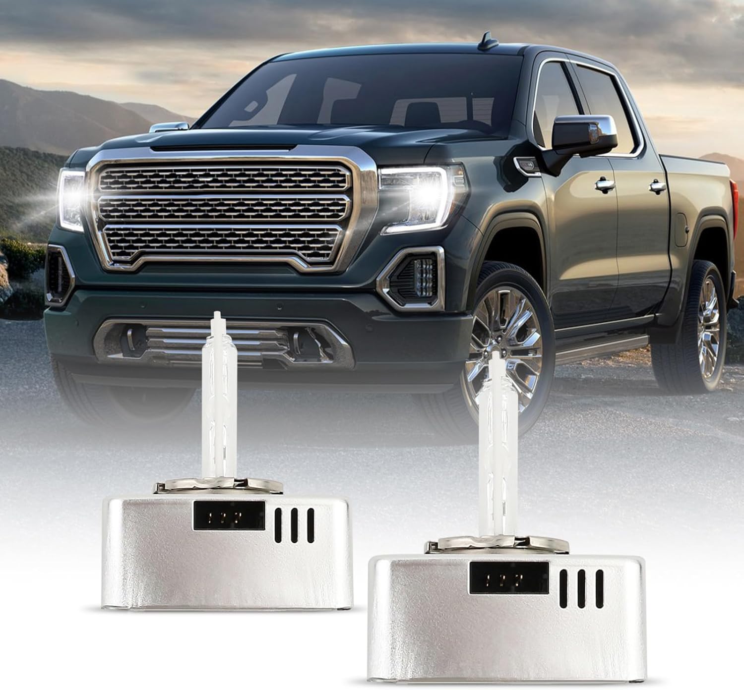 D5S Xenon HID Headlight Bulbs 6000K Cool White 35W Compatible with 2016-2018 Chevy Silverado 1500, D5S C1 Replacement Bi-Xenon Lights Headlamps Projector Lights, Pack of 2