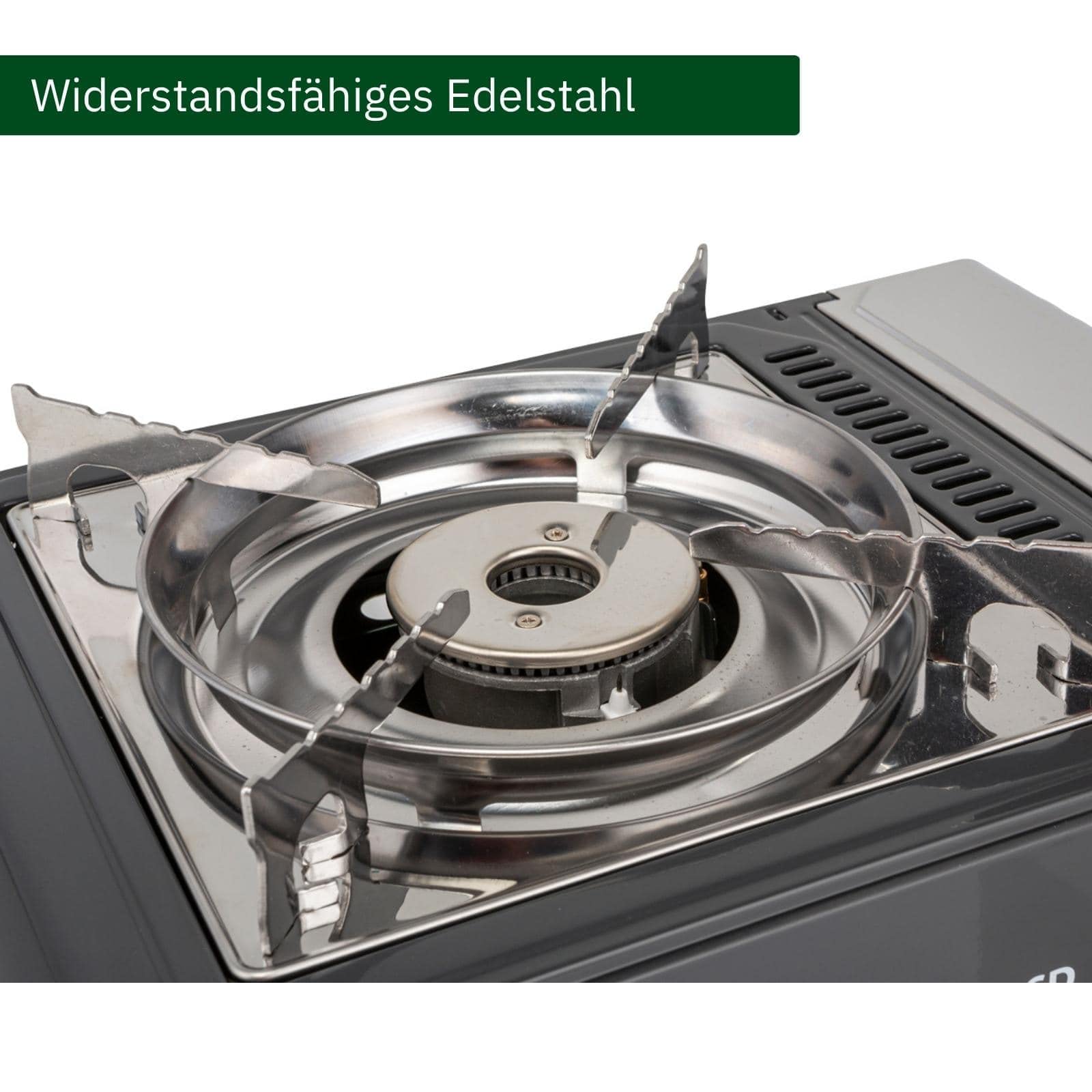 BRUNNER Devil Kookmaster Hornillo Gas 2 Fuegos - Acero Inoxidable 2.4kW Piezoeléctrico Hornillo Camping Gas