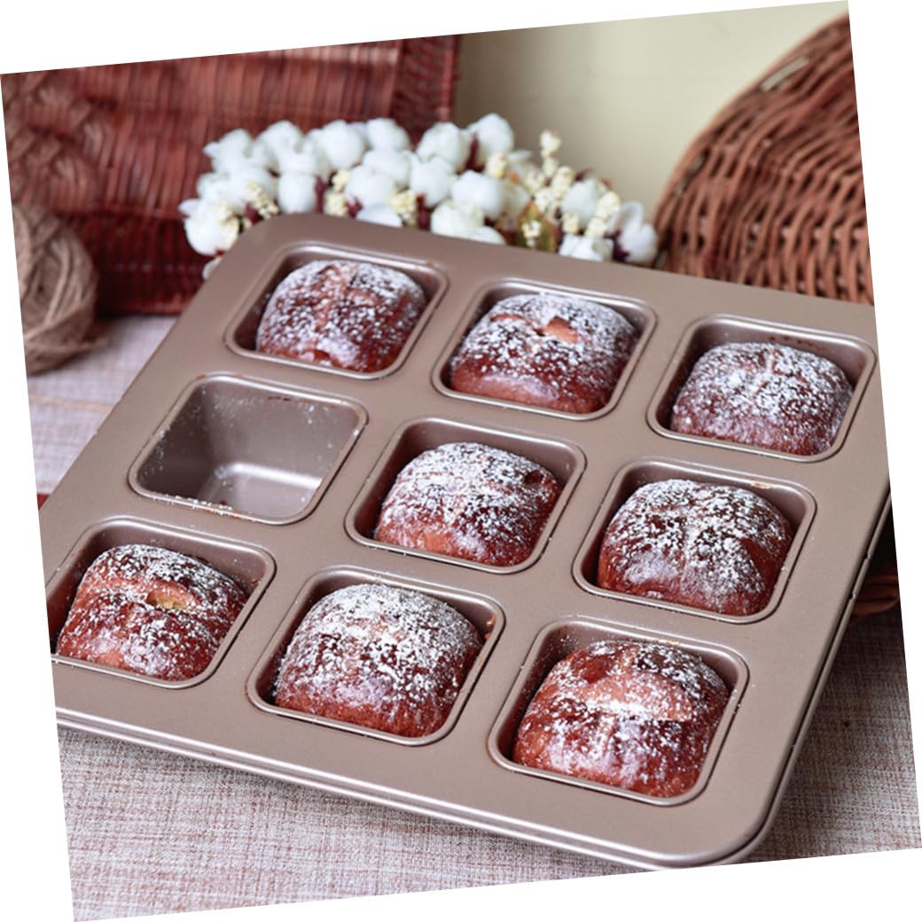 Artibetter Moule à Pâtisserie 9 Compartiments en Acier Carbone Facile à Nettoyer Carré Antiadhésif pour Gâteaux et Desserts Maison