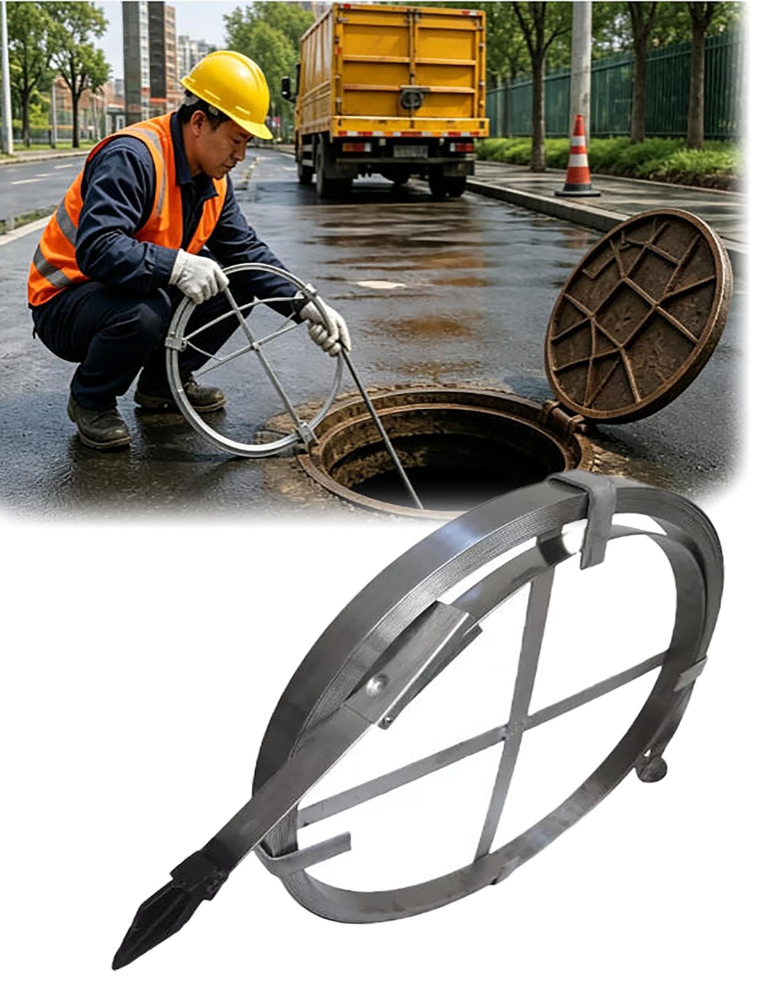 Tige Plate Débouchage Canalisation 20/30m Acier Ressort 65Mn Tête Fonte