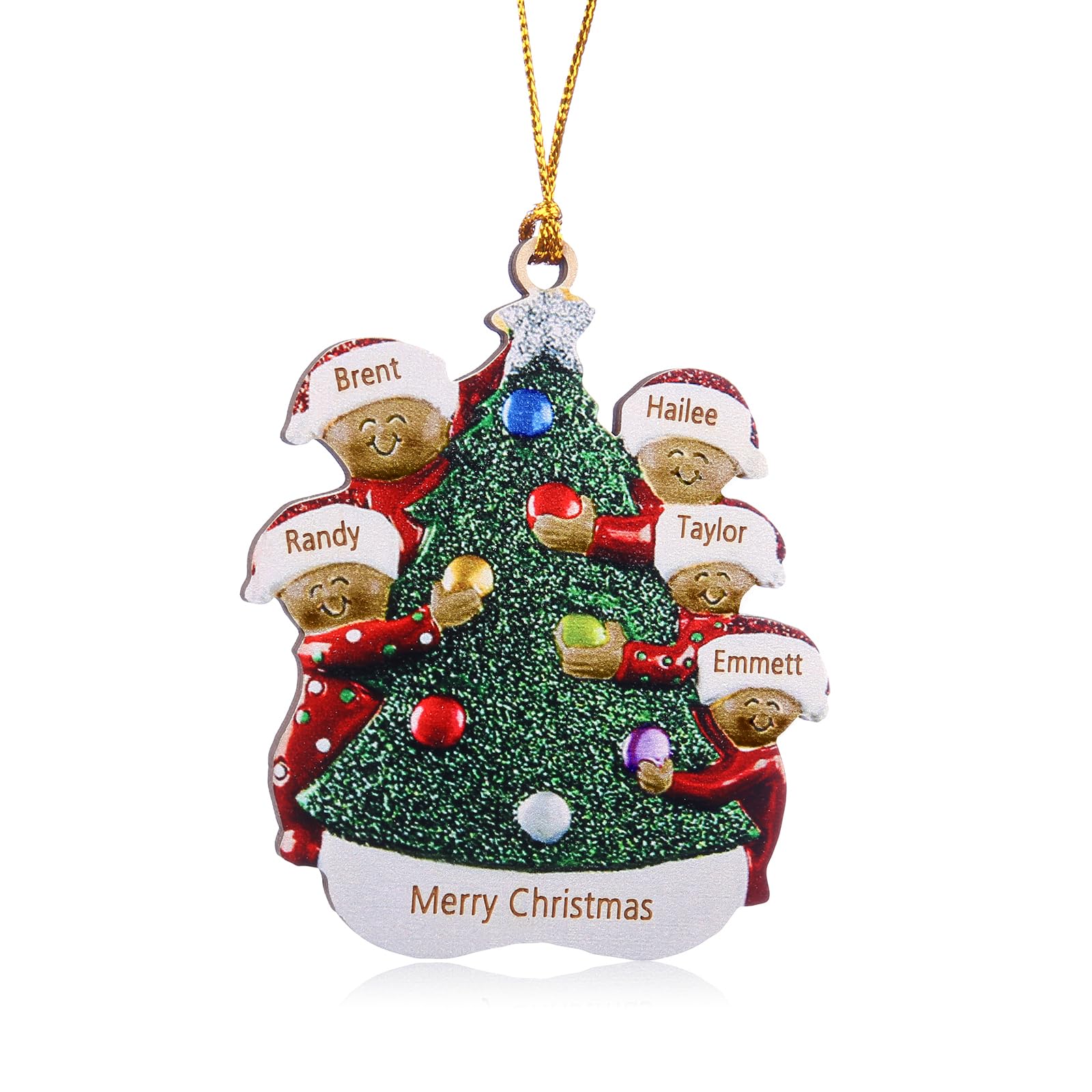 Wamantic Personalised Christmas Decorations, Custom Christmas Ornaments Family of 2-8 Name, Personalised Christmas Tree Ornament Decorations Creative Xmas Ornaments Home Decorations (Color-6, 5-Names)