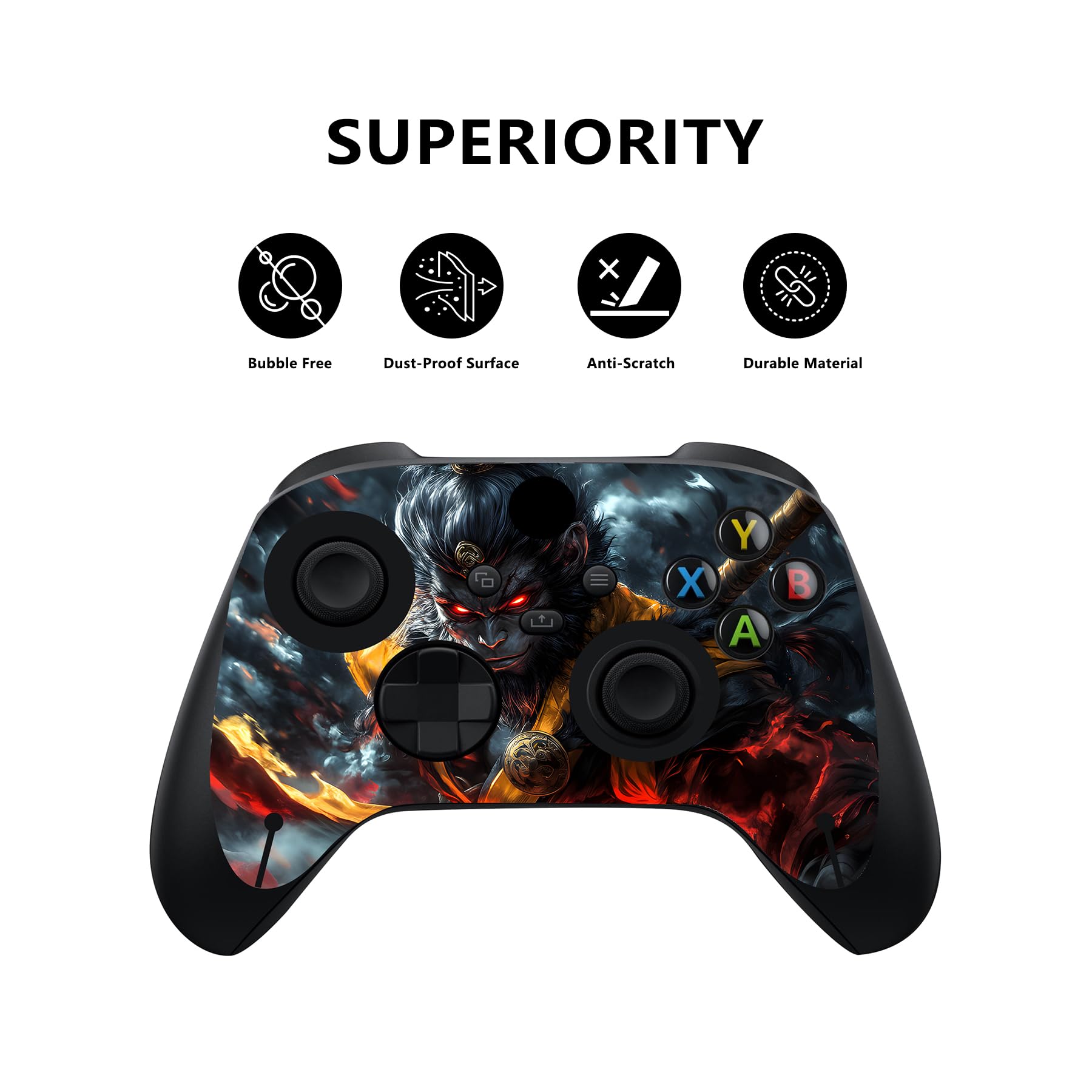 playvital Autocollant Manette pour Xbox Series X Accessoires Protection,Stickers pour Xbox Series X Console Skin-Tempête de Nuages Wukong