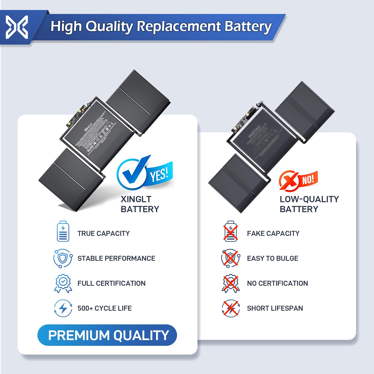 Batteria A1706 A1819 per MacBook Pro 13" EMC 3071/3163 | Batteria MacBook Pro A1706 compatibile 2016-2017. Ricambio A1819 per sostituzione della batteria originale