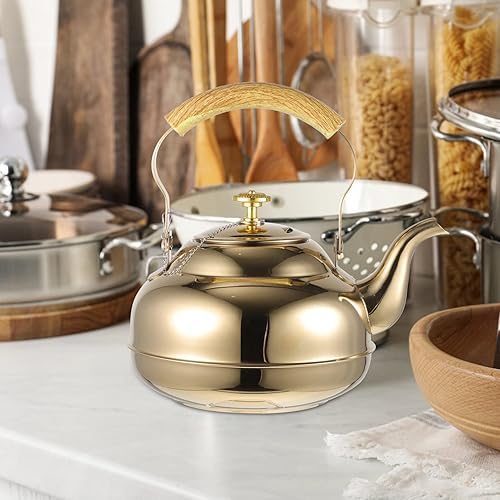 Miniatura 8 de Hervidor de té de acero inoxidable con infusor para estufa, tetera segura para acampar, hervidor de agua, utensilios de cocina para estufas