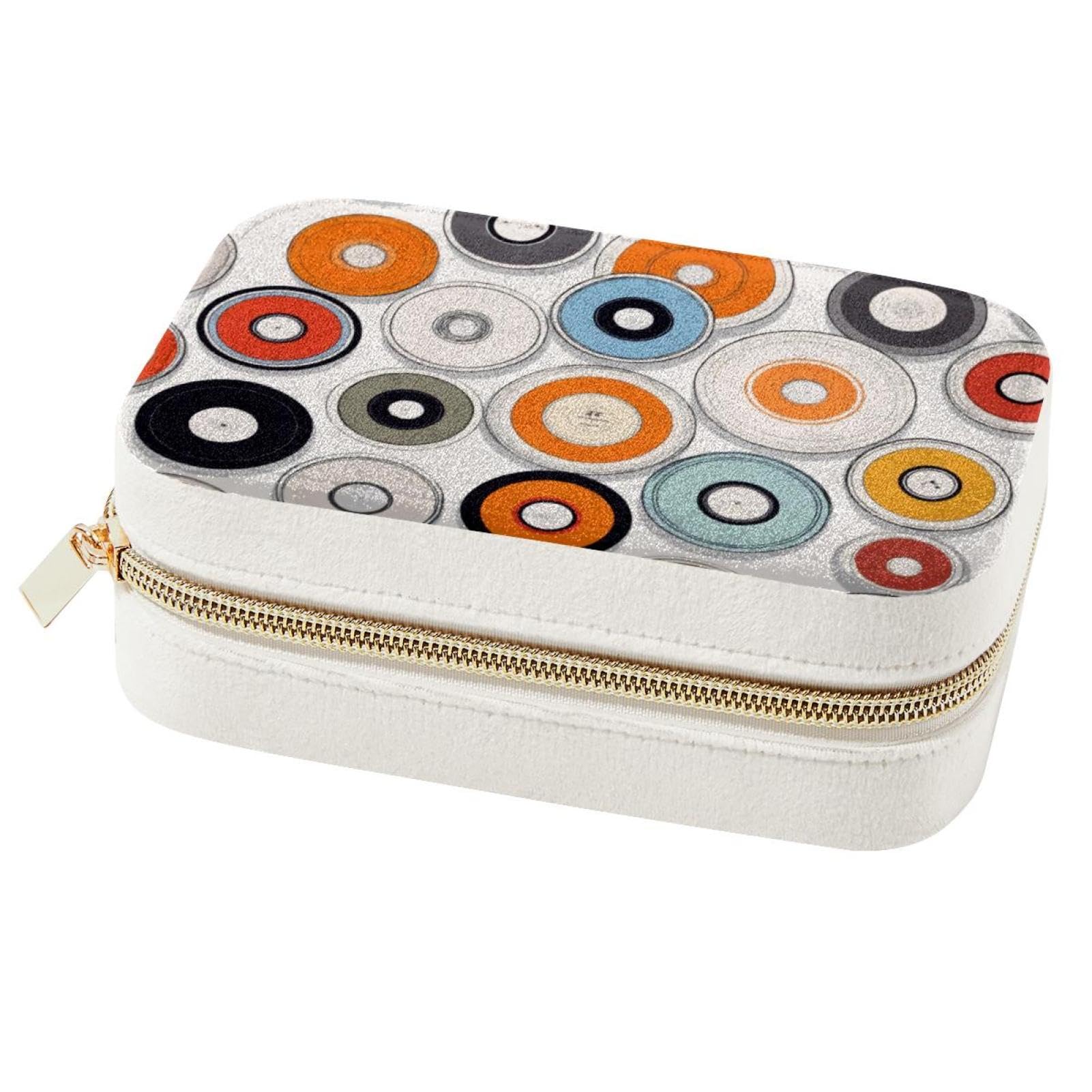Boîte à bijoux élégante pour femmes en cuir synthétique à motif moderne