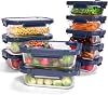 10-Pack Glass Food Storage Containers with Tempered Lids – Borosilicate, Airtight, Oven-Safe -20℃~510℃, BPA-Free,1040ml& 370ml, Leak-Proof, Dishwasher Safe(Blue)