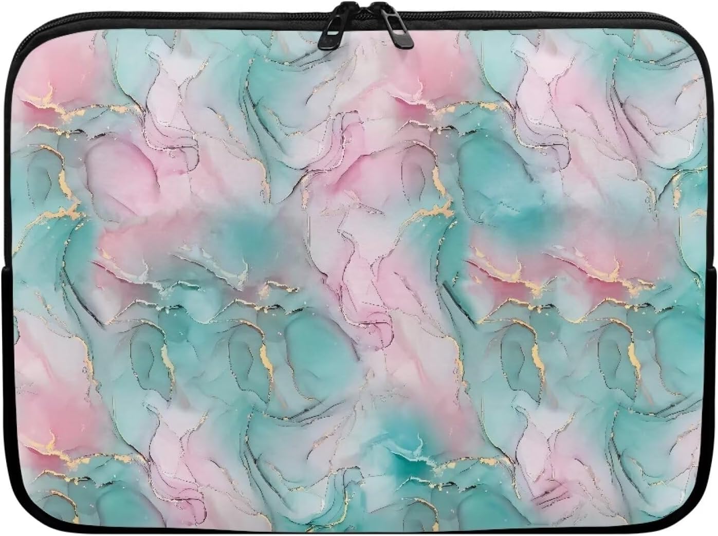 doginthehole Lightweight Laptop Sleeve Aesthetic Pink Green Marble Design Laptop Bag for Women 10 inch Travel Computer Bag for Teen Girls