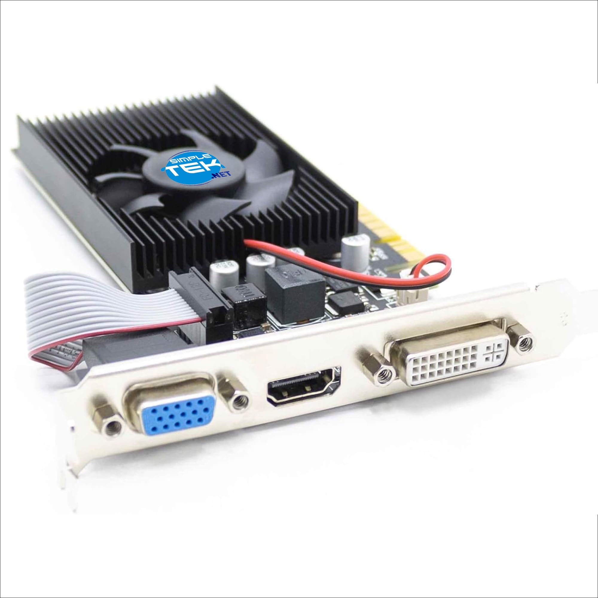 SIMPLETEK - Scheda Video LP GT610 2GB GDDR3 | Low Profile PCIe Per PC SFF - Doppia Staffa inclusa | HDMI DVI VGA