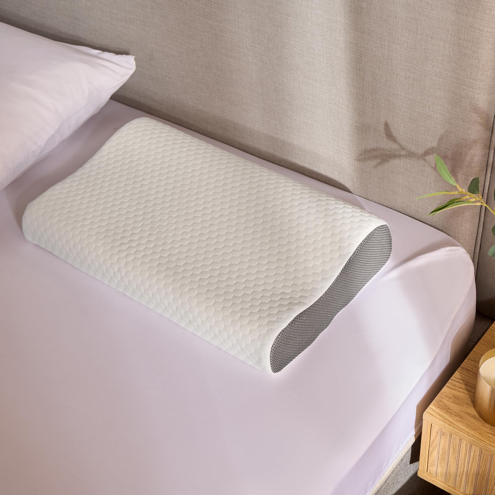 Ohs White Memory Foam Pillow, Orthopaedic Neck Pillows For Shoulder Pain Head Neck Support Pillow For Side Back Stomach Sleepers Cervical Contour Ergonomic Pillow With Removable Cover,