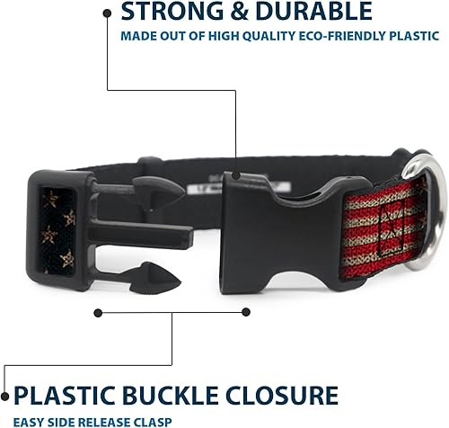 Vista 4 de Buckle-Down Collar de clip de plástico, elástico vintage de la bandera de Estados Unidos, 1 pulgada de ancho, se adapta a cuello de 15 a 26