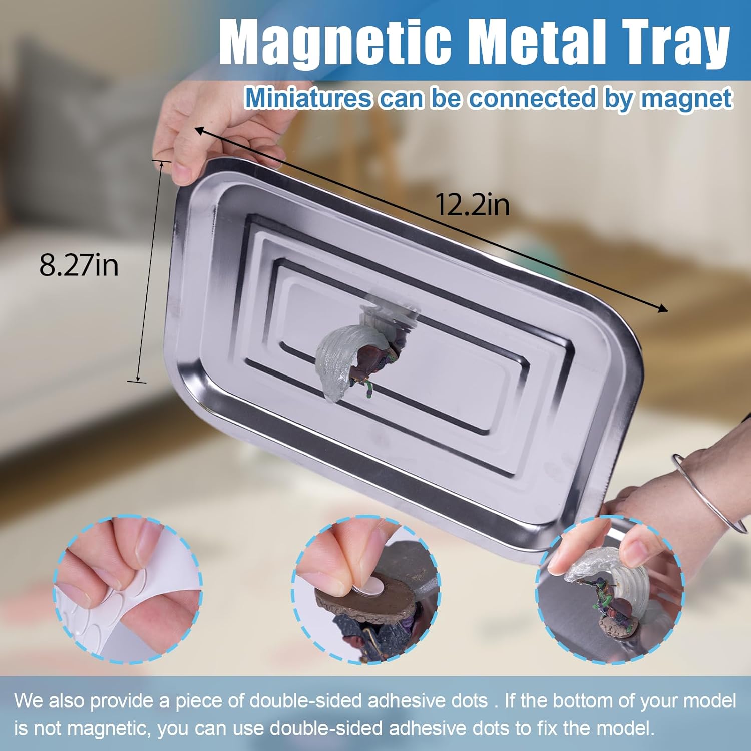 Miniature Storage Case,Miniature Carrying Case for Collectibles Miniatures,Wooden Display Cases with 5 Trays and a Piece of Double-Sided Adhesive Dots,Clear View Miniatures Transport Case,Black