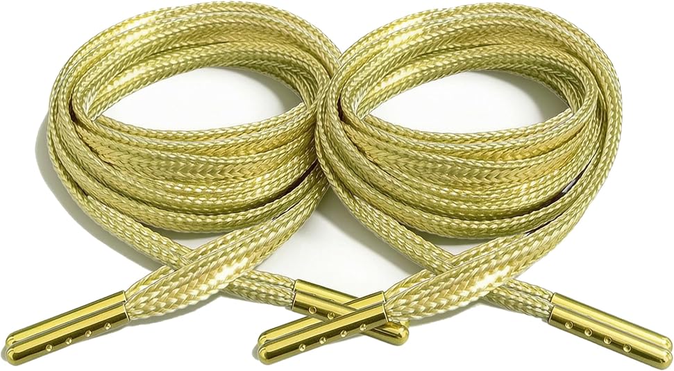 Gold Replacement Shoelaces with Metal Aglets for Sneakers and Boots