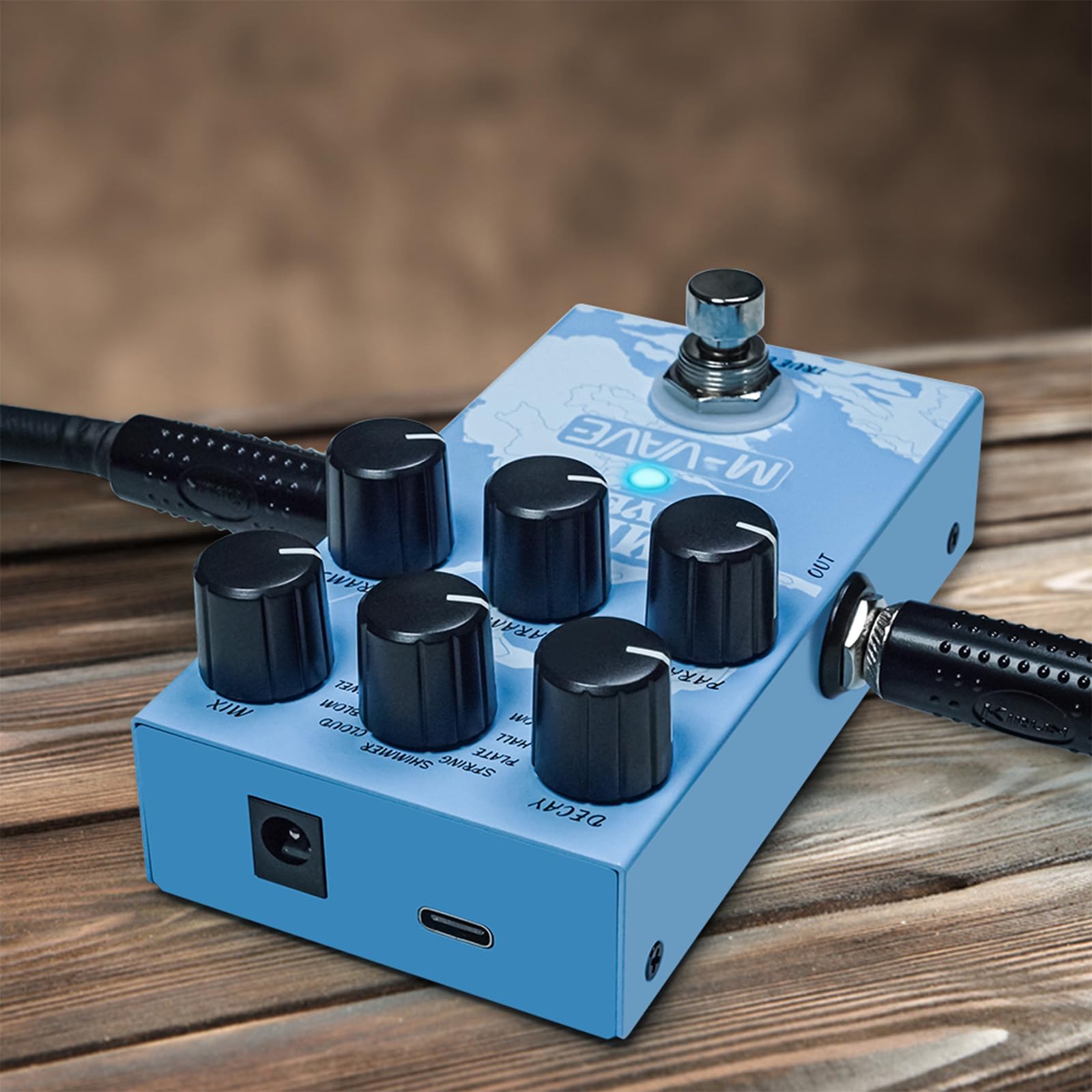 Nikou M-VAVE - Pedale effetto chitarra 9 tipi di Hall, effetto reverb caldo e autentico sonoro digitale modellazione reverb (blu)