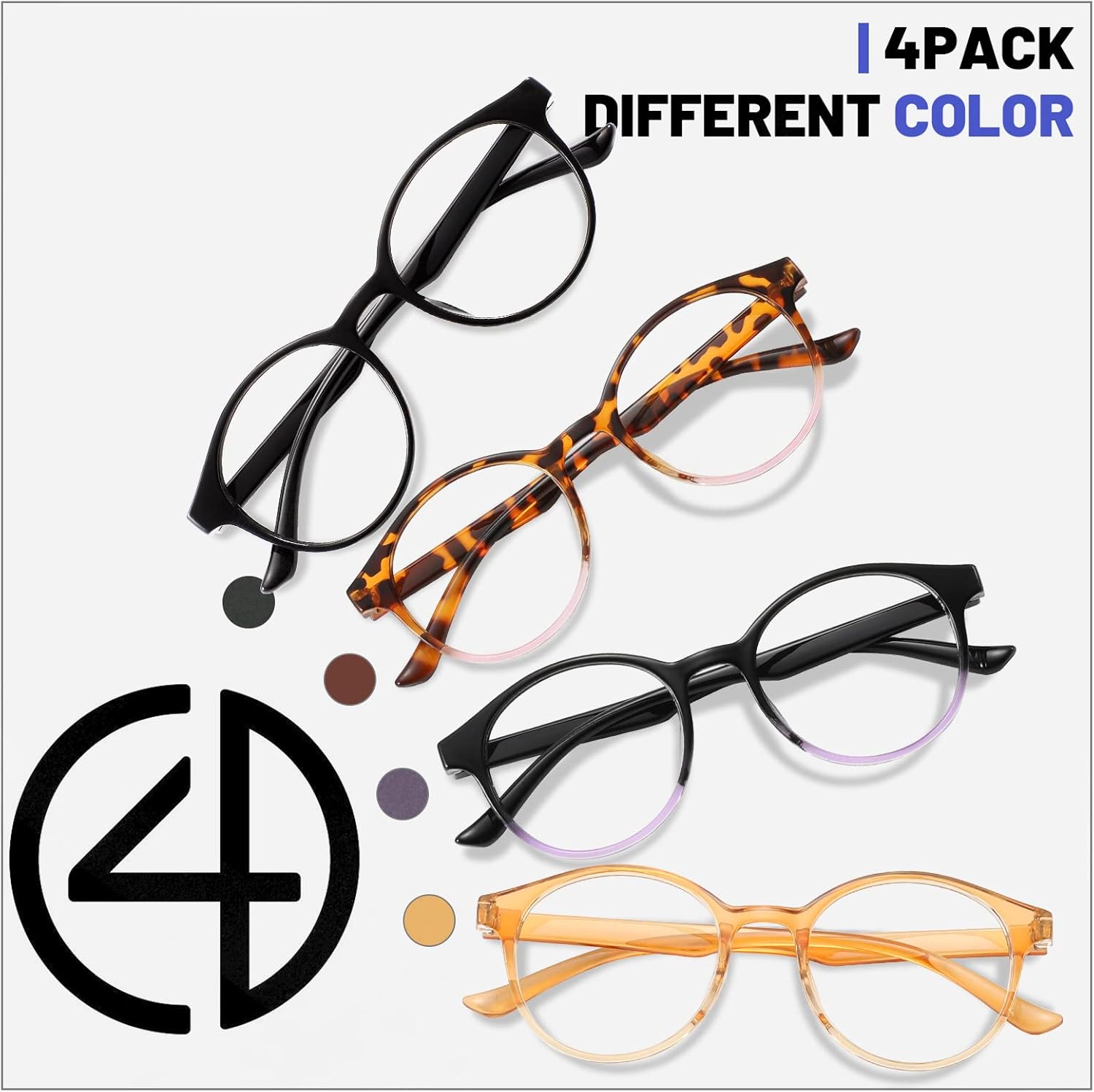 Przene 4 Pack Blue Light Blocking Glasses for Women Men,Retro Round Computer Gaming Glasses Anti Eye Strain/UV/Glare (Standard, Mixed Color-C2) - Image 5