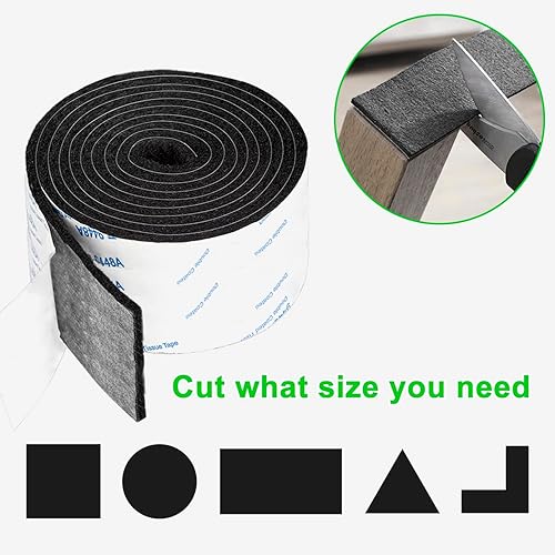 Miniatura 5 de Almohadillas de fieltro para muebles, almohadillas de fieltro para muebles, 12.7 cm x 101.6 cm, negras, cortables