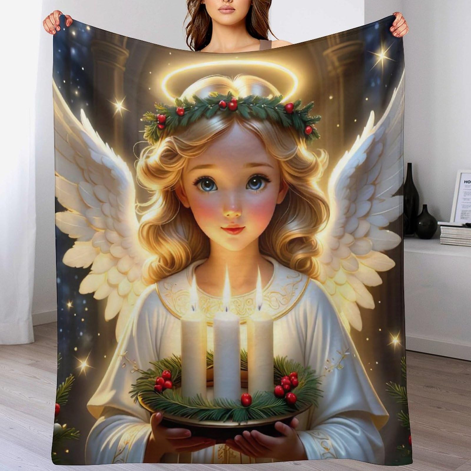 Manta de ángel de franela 180x200 cm para sofá y colcha mullida de forro polar
