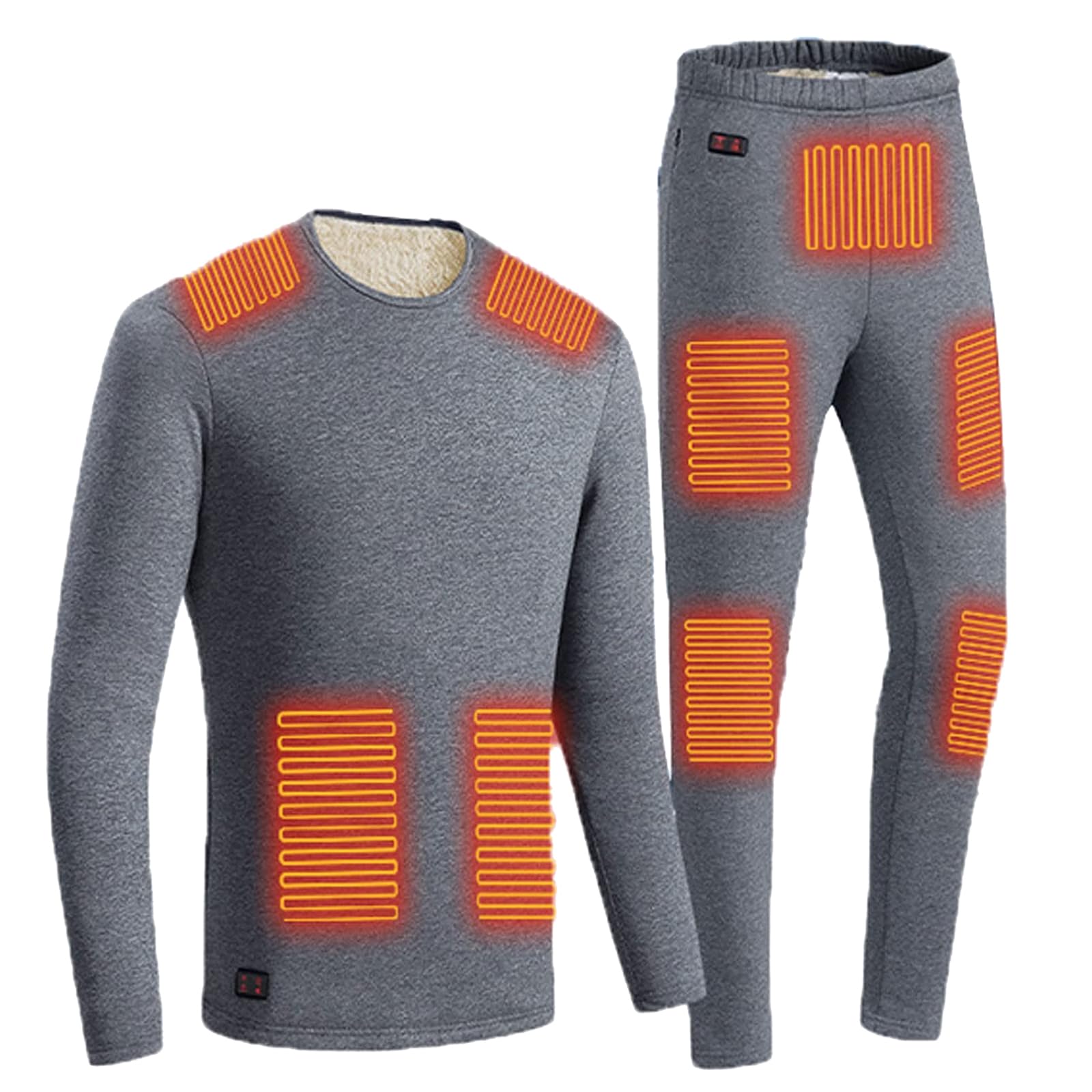 T-shirt chauffant USB et pantalon thermique 18 zones de chaleur gris taille L