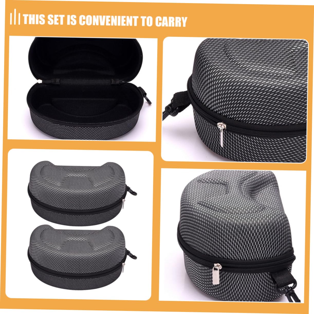 3piezas Estuche Rígido Para Gafas De Moto Organizador De Esquí y Sol Protección Dura y Almacenamiento Para Gafas y Lentes Bolsa De Viaje Portátil