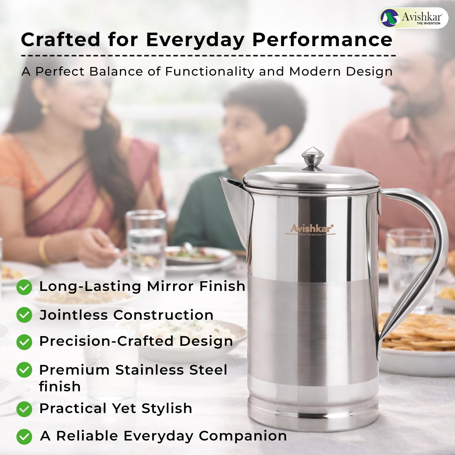 Avishkar 1L Stainless Steel Jug - Leakproof & Durable -6 Avishkar 1L Stainless Steel Jug - Leakproof & Durable -6