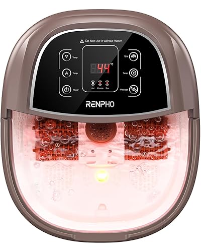 RENPHO Fussbad mit Massagefunktion, Geschenke für Männer, Fußbad Massagegerät Elektrisch mit Timer, Fussbadewanne mit Massage mit Temperatureinstellung, Fußmassagegerät mit Wasser Fußsprudelbad, Braun - Brown