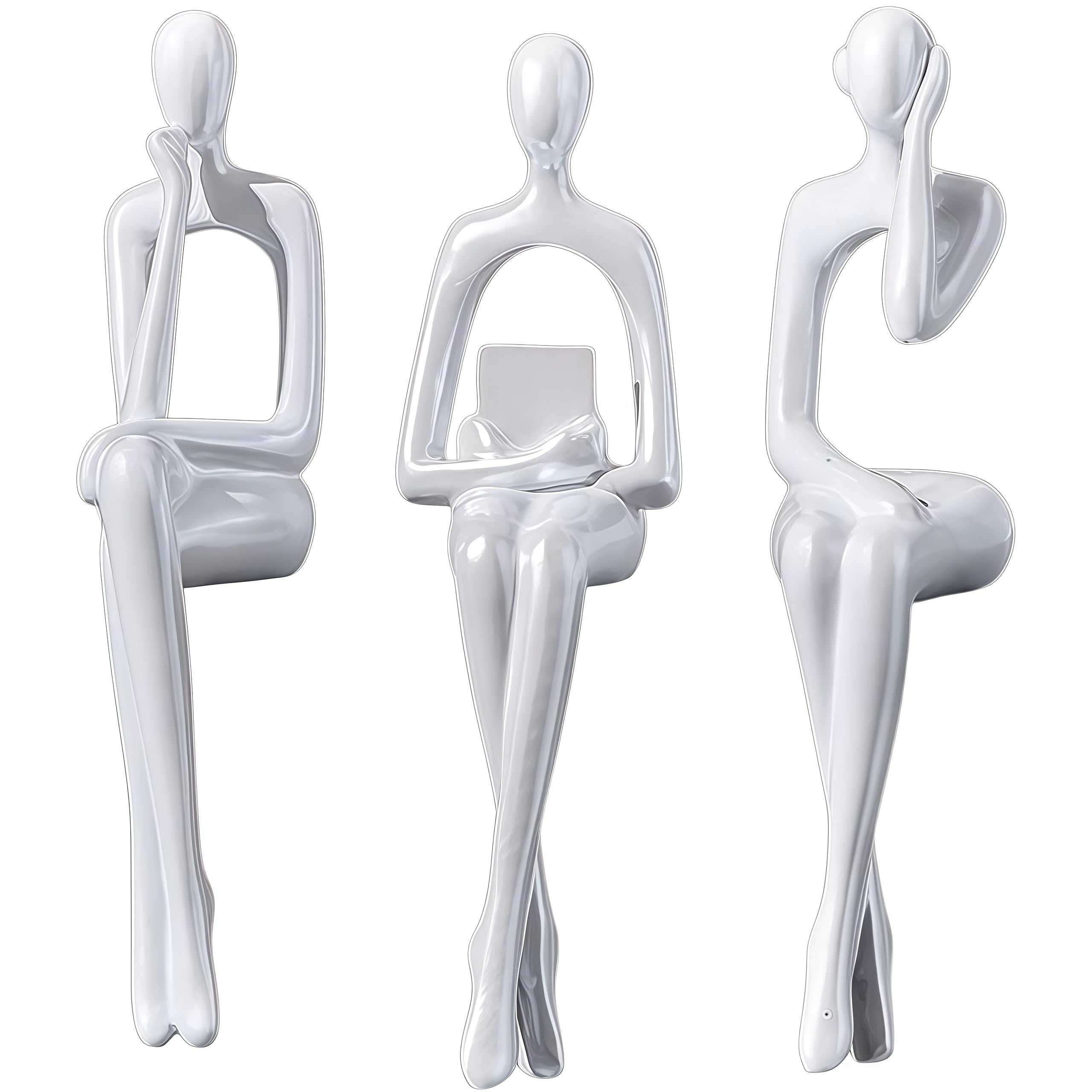 XINXUAN White Abstract Resin Sculpture - Modern Art Figurine Ornament for Home and Office Decor - Bookshelf, TV Stand, Table Decorations for Living Room