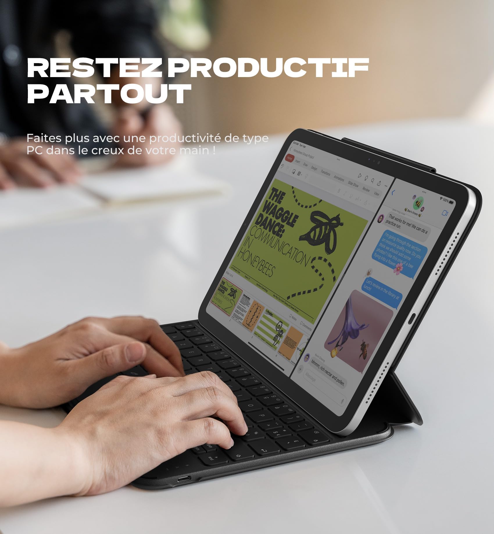 Dexnor Coque Clavier pour iPad 11ème Génération (A16) 11" 2025/10ème Génération 10.9" 2022, Magnétique Ultra-mince Détachable avec Multi-touch Trackpad Rétro-éclairé Porte Crayon, Français AZERTY Noir