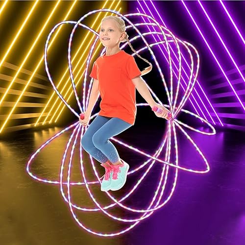 Miniatura 3 de 2 Pack LED Jump Rope for Kids Colorful Skipping Rope Light Up Ropes for Girls Boys Fitness Exercise & Lights Dancing & Night Party Favors