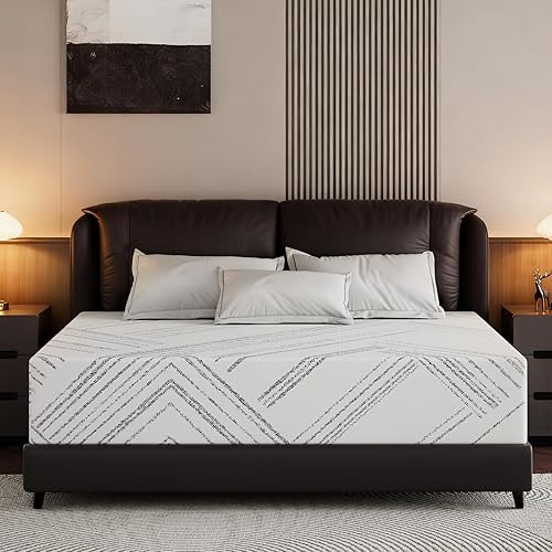 Colchón tamaño King, colchón de espuma viscoelástica de gel de 10 pulgadas en una caja, firmeza media, alivio de presión y soporte mejorado,