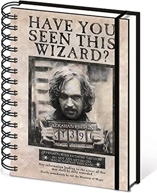 HARRY POTTER A5 Lined Wiro Notebook Wanted Sirius Black - Official Merchandise