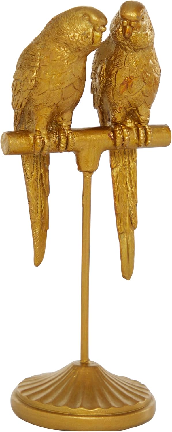 Gold Resin Parrot Statue for Tabletop Decor