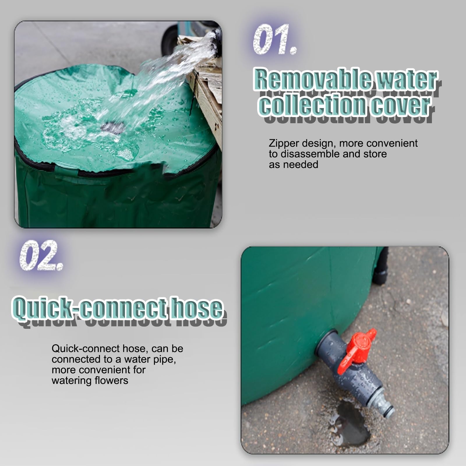 Barril De Agua, Bajante For Sistema De Recolección De Agua De Lluvia, Revestimiento De PVC For Jardín, Colector De Agua De Lluvia De Canalones, For Terrazas, Patios(200L)