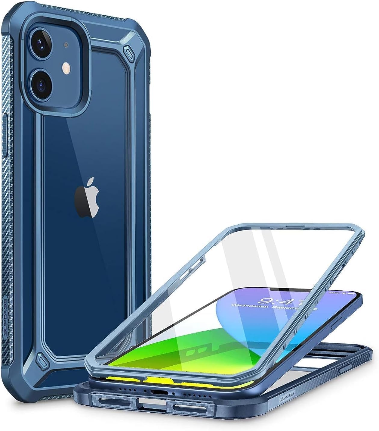 SUPCASE[Unicorn Beetle EXO Pro Series] Case Designed For iPhone 12 Mini, 5.4" (2020 Release), Premium Hybrid Protective Clear Bumper Case With built-in Screen Protector - Blue